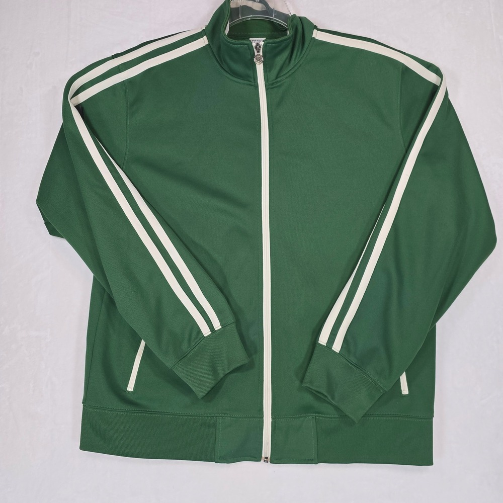 Old Navy Mens XL Green Track Jacket White Stripe Full Zip Athletic Retro